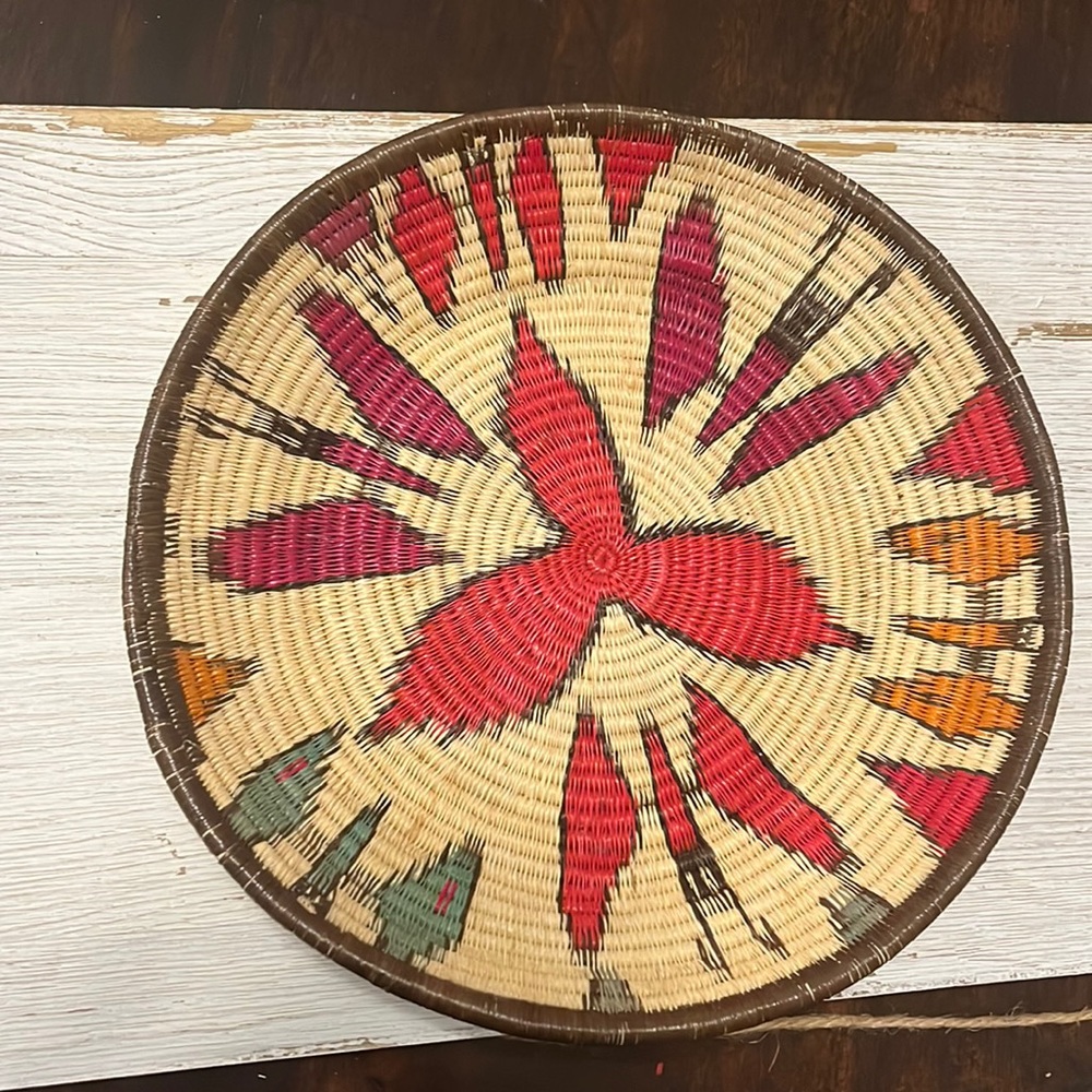 Hand woven basket platter plate.